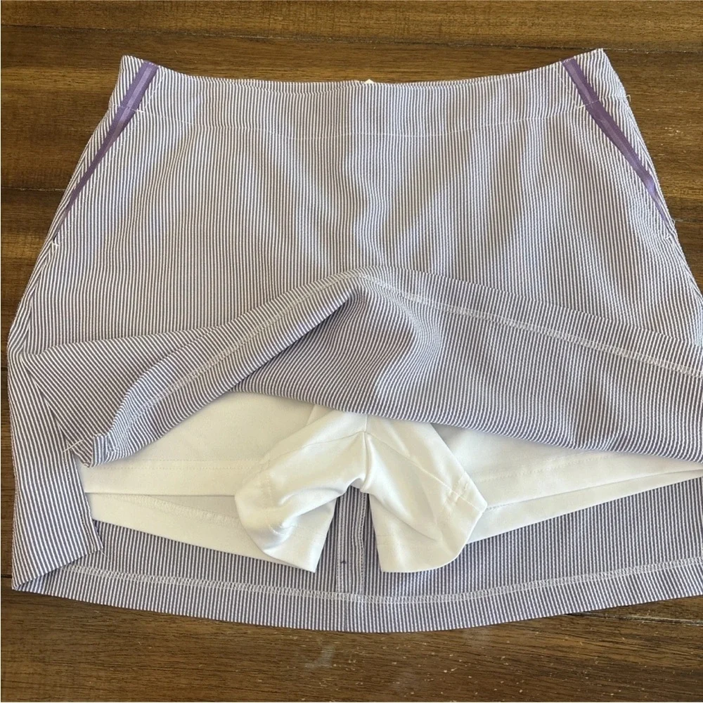 Lady Hagen Lavender Stripe Seersucker Golf Skort Size 10 - Picture 7 of 12